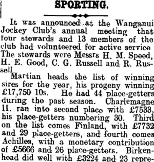 SPORTING. (Clutha Leader 18-8-1916)