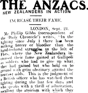 THE ANZACS. (Clutha Leader 29-9-1916)