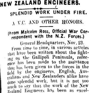 NEW ZEALAND ENGINEERS. (Clutha Leader 11-2-1916)