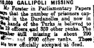 10,000 GALLIPOLI MISSING. (Clutha Leader 6-10-1916)