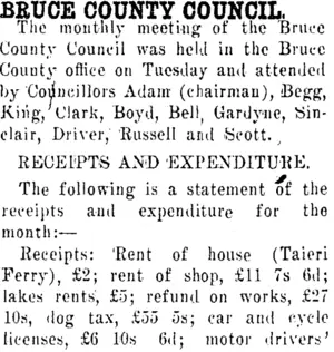 BRUCE COUNTY COUNCIL. (Clutha Leader 6-4-1917)