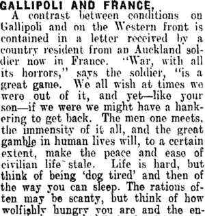 GALLIPOLI AND FRANCE. (Clutha Leader 29-5-1917)