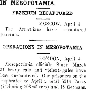 IN MESOPOTAMIA. (Clutha Leader 9-4-1918)