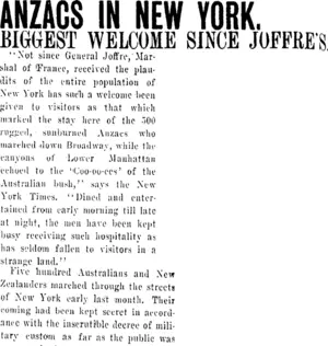 ANZACS IN NEW YORK. (Clutha Leader 12-7-1918)