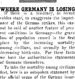 WHERE GERMANY IS LOSING (Clutha Leader 1-3-1918)