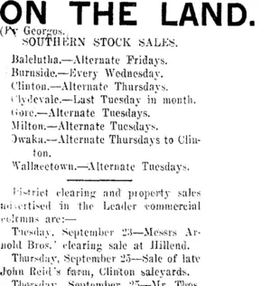 ON THE LAND. (Clutha Leader 23-9-1919)