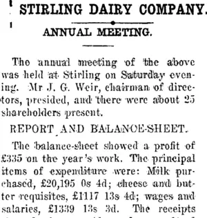STIRLING DAIRY COMPANY. (Clutha Leader 28-10-1919)