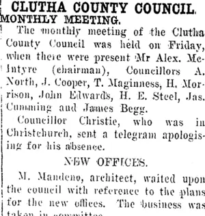 CLUTHA COUNTY COUNCIL. (Clutha Leader 2-3-1920)