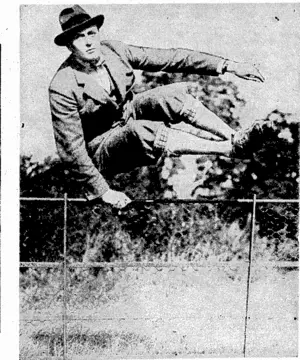 Central Press Photo. Prince , Olaf, Crown: Prince -of' Norway, the most. English of all.'. the . I Continental princes, is a fine athlete. He is here seen clearing a ; highfence -in. fine, style when on. a:recent visit to England,. (Evening Post, 15 April 1940)