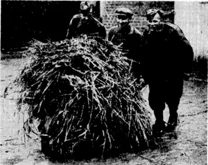 British Official Photo. Two British soldiers give a French farmer a helping hand. They * belong to the Royal East Kent Regiment, known as "The Buffs" (Evening Post, 12 June 1940)