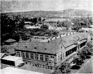 The school from which'the "Rough Rider" escaped. He made his way over the fence nearest the camera, where a shed now stands. later hid in a mine pit for three days, and finally reached Portuguese territory hidden among bags of wool. (Evening Post, 27 July 1940)