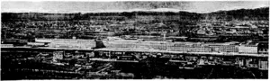 A panoramic view of the works of the Fiat Motor Company at Turin, against, a background of the Alps (Evening Post, 15 August 1940)