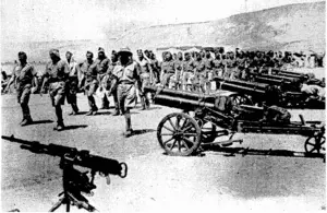 Sport and General" Photo. After the declaration of the French Commander-in-Chief, General Mittelhauser, discontinuing hostilities in Syria, a brigade of Polish troops, with their equipment, crossed from that country to Palestine to join the British Forces. The Poles are seen about to leave Syria. (Evening Post, 21 September 1940)