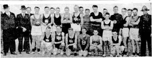 Evening Post" Photo. Members of the Wellington and Olympic Harrier Clubs assembled for a joint run during the season which is just ending. (Evening Post, 21 September 1940)
