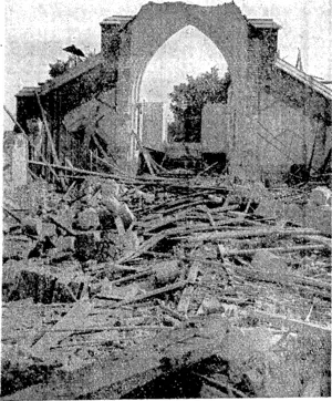 Sport and General" Photo. Several of London's beautiful churches have suffered during German air raids this month. This church, photographed looking towards the altar, was destroyed during one of these wanton attacks, j . & j (Evening Post, 28 September 1940)