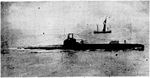 The triumphant British submarine Salmon arriving back at a British port after she had sighted the Bremen, sunk a German U-boat, and torpedoed the cruisers Leipzig and Blucher. Her commander, Lieut.-Commander E. O. Bickford, has been promoted to Commander and awarded the D.S.O. (Evening Post, 23 January 1940)