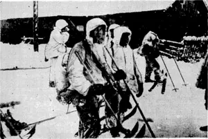 Finnish ski-troops.whoareoperating,on the■■■KareliMn::lsthmusrmd'M^fJorests-nonh of Lake Ladoga. (Evening Post, 23 January 1940)