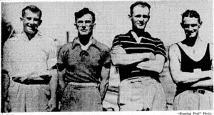 I iThe -Canterbury crew,tdefeMers6f the Sanders "Cup, yacht racing I ; last week.' From left, Q. Brasellr (skipper), A. Nor ris^ (Evening Post, 27 January 1940)