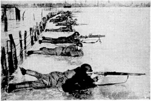 Dutch soldiers, equipped with skates, taking part in military exercizes near lire German frontier. Heavy frosts have frozen the water which has been Used to flood the country for defence purposes, ... md trQQVs move fiom^lacelo place on skates. (Evening Post, 07 February 1940)