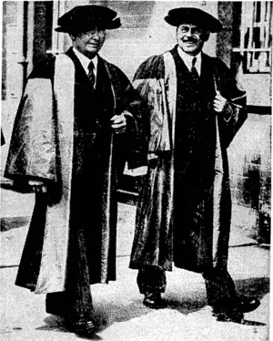 The late Prime Minister with the Rt. Hon. W. G. A. Ormsby-Gore at Oxford University on June 23, 1937, when, both received the honorary degree of D.C.L. . ,• . .. (Evening Post, 27 March 1940)
