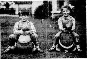 Prince Edward, who recently celebrated his fifth birthday, and Princess Alexandra, children of the Duke and Duchess of Kent, enjoying themselves in their home in the Midlands of England. (Evening Post, 01 November 1940)