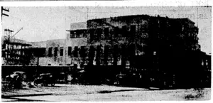 The neiv Post Office building at Lower Hutt. It is hoped to speed up its construction* in view of the cramped accommodation of the old Post Office and its dangerous condition, resulting from the recent earthquakes. (Evening Post, 13 August 1942)
