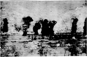 Earth and rubble rocket skyward under the bombardment of Cassino by 'Allied planes and guns. (Evening Post, 02 May 1944)