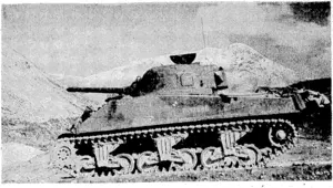 A tank attached to the Second N.Z.E.F. in Italy moving forward to take part in the assault ivhich followed the bombing of Cassmo. (Evening Post, 15 May 1944)