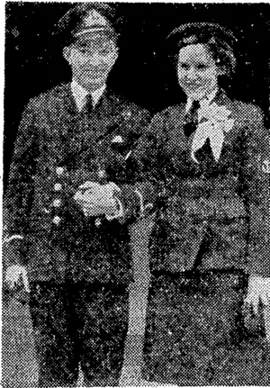 Naval wedding in London. Sub-Lieutenant D. G. Francis, R.N.Z.N.V.R., of Wellington, and his English bride, Leading Wren Patricia Rowe, of South Kensington, leaving Holy Trinity Church, Kingsway, London, -after their wedding. (Evening Post, 03 July 1944)