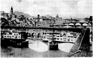 A view of the famous bridges of Florence, all of which have been destroyed by the Germans except the Ponte Vccchio. (Evening Post, 09 August 1944)