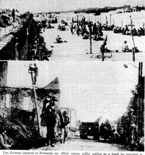 England. Below, American infantry and*artillery move fast in order to take advantage of a breakthrough made by armoured units. (Evening Post, 26 September 1944)