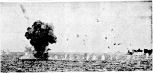 A Japanese plane hits the ivater during tlie United States marines' attack on the Gilbert Islands. (Evening Post, 22 January 1944)