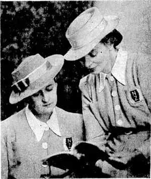 Mrs. Linda Ferguson (right), honorary organising secretary of the New Zealand Auxiliary War Unit of New South Wales, and the assistant secretary, Mrs. H. Cooley, wearing the unit's attractive uniform. Mrs. Ferguson, ivhose home is in Sydney, is at present visiting Wellington^ (Evening Post, 08 March 1944)