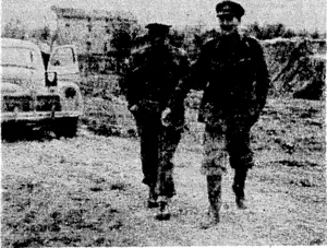 General Sir Oliver Leese (right),, commander of the Eighth Army, recently paid a visit to the headquarters of the. 2nd N.Z.E.F., and is here seen with General Sir Bernard Freyberg, commander of the New Zealand. Army Corps. (Evening Post, 23 March 1944)