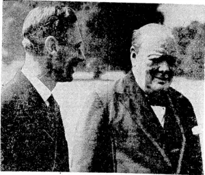 The King and the Prime Minister photographed in the grounds of Buckingham Palace. (Evening Post, 02 October 1944)