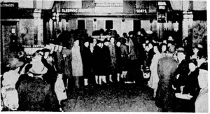 Queued up at the,. Railway Station to purchase tickets for the Labour Bay weekend. (Evening Post, 13 October 1944)