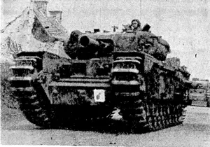 The Avre tank, which is similar in design to the famous Churchill, but carries a special mortar mounted in the turret, known as the "petard" which can hurl a projectile much heavier than other mortars of similar dimensions. (Evening Post, 30 October 1944)