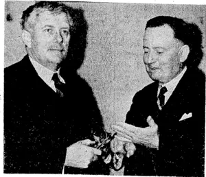 The Rt. Hon. F. M. Forde (right), Commonwealth Deputy Prime Minister and Minister of the Army, and Dr. H. V. Evatt Commonwealth Minister of External Affairs, who are expected in Wellington this afternoon for conferences with the New Zealand Cabinet. ■ (Evening Post, 31 October 1944)