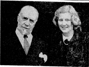 Sir Thomas- and Lady Beecham, photographed on their return to England recently, after the famous conductor had been absent for over jour years visiting Australia, Canada, th& United States, and Mexico. They were married last year, the bride'being his second wife. She was formerly Miss Betty Humby, a. well-known English pianist. (Evening Post, 28 November 1944)