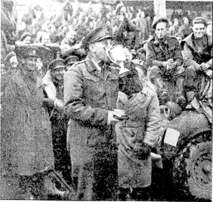 General Freyberg recently presented the New Zealand Division's Rugby Cup to the 22nd Motor Battalion team, winners of the trophy, Before the presentation the cup was filled with beer, the general taking a drink before passing it on to the winners. (Evening Post, 23 January 1945)