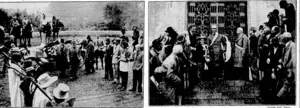 MASSEY- COLLEGE STUDENTS WELCOME THE GOVERNOR-GENERAL.—Left, His Excellency being receivedby the'fguardo)'honour:' Right, scene prior/to His Excellency unlocking the doors w^^^ the large key carried by the "usher." . ■_■~. ■ . (Evening Post, 01 May 1931)