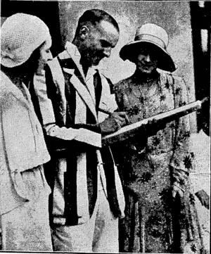 Sport and General" Photo. AUTOGRAPHING A "BENEVOLENT" BAT.—Mr. R. C. Sherriff, author of "Journey's End," autographing bats to be auctioned for charity during the Actors v. Musicians match at Hampstead, London, on 31st July. The match was in aid of the Musicians' Benevolent Fund. (Evening Post, 28 September 1931)