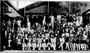 Evening Post" Photo. TENNIS SEASON OPENED.—Members of the Seatoun Tennis Club assembled on the Courts on Saturday afternoon for the official open* mg by the patron of the club, Mr. W.L. Page, who is standing on the left of the fron row. . ... (Evening Post, 28 September 1931)