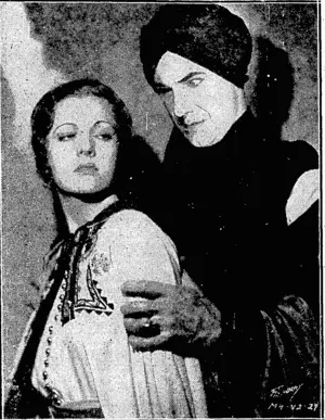 A scene ■ from ;■ "Ghandu," which featu res 'Irene Ware, Edmund Lowe, and' Bela'Lngosi,'and will'be:scfeeiiea at the De*Luxe Theatre. ' ' '■ (Evening Post, 01 December 1932)
