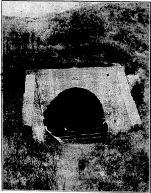 READY FOR SERVICE.-The WaUma Tunnel, one of the completed works on, the route of the East. Coast.Railway. This is one of. several tunnels which are ready for use when the Mohaka Viaduct and one or two other minor links are completed on\this railway. (Evening Post, 28 December 1935)