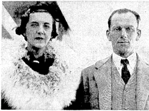 Evening Post" Photo. Mr. and Mrs. F. C. Chichester, who arrived yesterday from England by the Rangitane. Before her marriage Mrs. Chichester was Miss Sheila Mary Craven. (Evening Post, 08 April 1937)