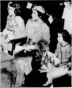Sport am) neneral" J'boto. *T/ie- Queen and her 'daughters, Princess' Elizabeth and' Princess Margaret Rose, at the ' Robert Mayer 'invitation Coronation concert, conducted by Dr. Malcolm Sargent, atthe 'Central Fled!, ■Westminster, t London, on April 6. ' .; '. • . (Evening Post, 27 April 1937)