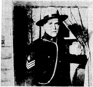 Nelson Eddy as the mountie in "Rose' Marie," the Him version of the famous musical comedy, which is to run yet another week at the Majestic Theatre, Jeanette Mac Donald is also starred. (Evening Post, 27 May 1937)