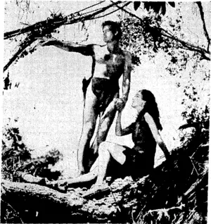 Johnny Weissmuller and Maureen O'Sullivan are reunited in "Tarzan Escapes," the latest of the Tarzan scries, which is to continue another week at the St. James Theatre. (Evening Post, 27 May 1937)