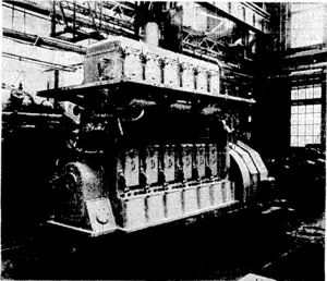 The Marlborough Electric Power Board has acquired an interesting diesel-driven alternator set, which was recently shipped from Belfast by Messrs. Harland 'and Wolff, Ltd, The plant, ordered through.Messrs. A. and T.-Burt, consists of a 6-cylinder diesel engine of about 1300 brake horse-power, driving a-900-ldlowatt three-phase generator, which was builCby Messrs, Bruce Peebles, The engine is similar to a large number built by Messrs. Harland and Wolff for use as auxiliaries on board the larger types of passenger ships. , (Evening Post, 14 June 1937)